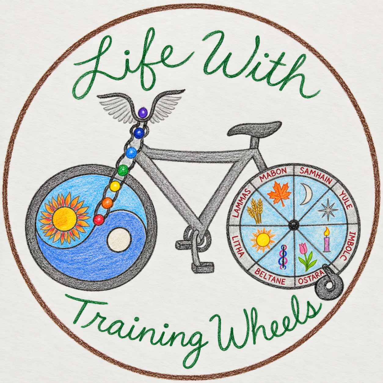 Life With Training Wheels hand-drawn bicycle logo